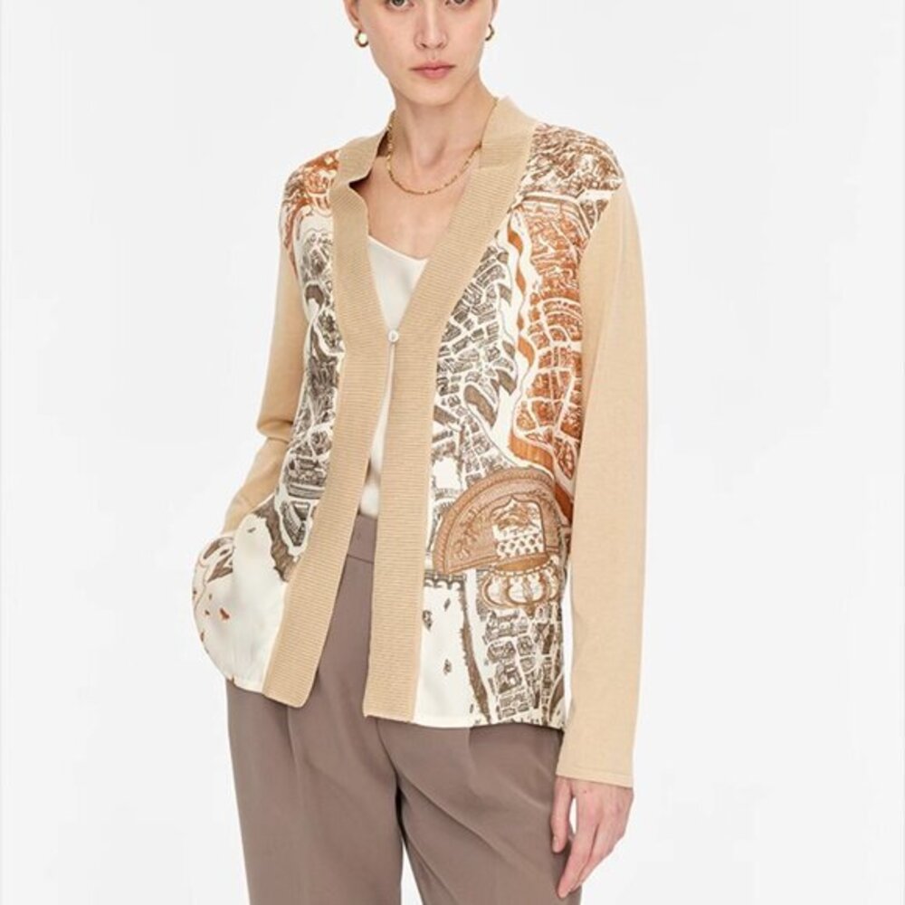 Marius Women Cotton Silk Cardigan La Cité Cavalière Inspired Print sz M